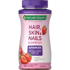 Nature's Bounty Advanced Strawberry Gummies;  6000 mcg Biotin;  180 Count