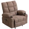 Vanbow.Recliner Chair Massage Heating sofa with USB and side pocket 2 Cup Holders (Brown)