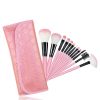 12pcs Pro Makeup Brushes Face Powder Eyebrows Eyeliners Lip Pencil Brush Bag